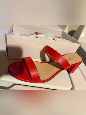 Red Women's Two-Strap Slide Sandal